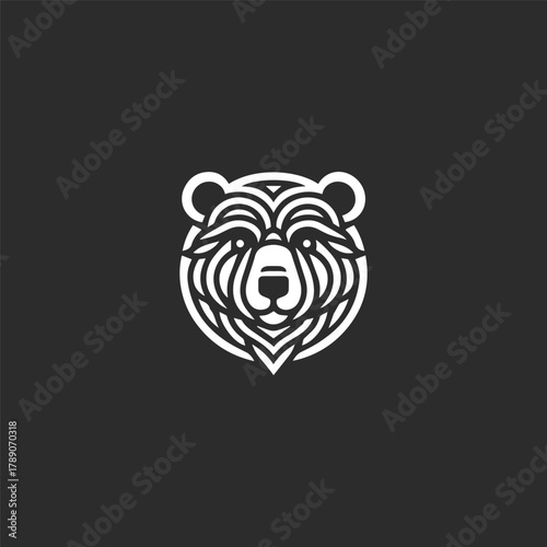 Bear head logo style icon design template vector illustration