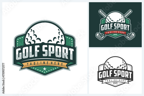 Golf logo sport design template, golf logo tournament and academy emblems, golf logo design vector illustration with ball