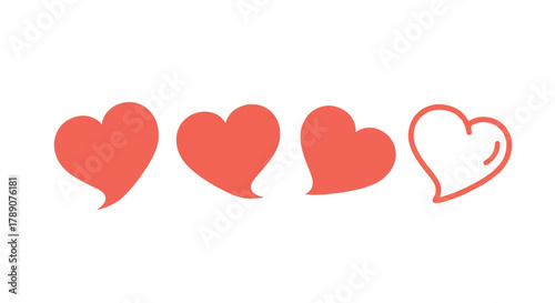 A collection of stylized heart shapes, some vibrantly colored in pink and one outlined, symbolizing love, affection, and positive emotion in a versatile graphic design