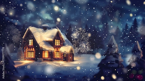 Christmas_house_with_snow_falling_at_night