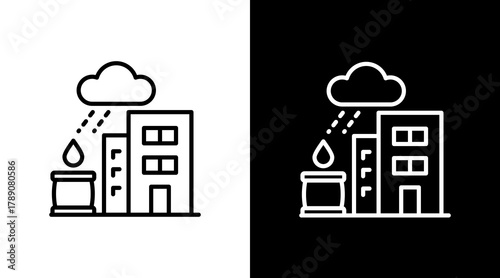 Rainwater Recycling  White Icon Set Design