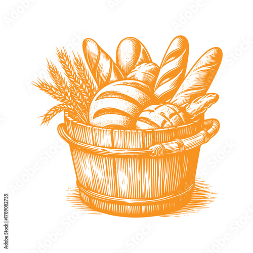 A basket overflowing with freshly baked bread