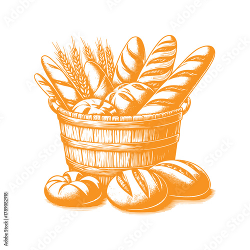 A basket overflowing with freshly baked bread