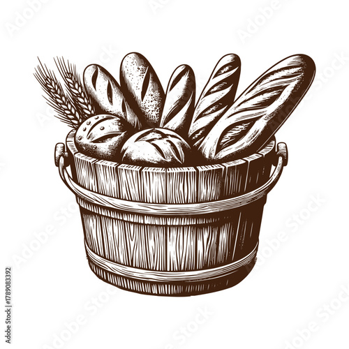 A basket overflowing with freshly baked bread