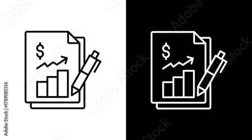 Financial Report  White Icon Set Design