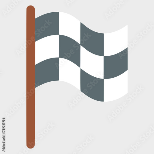 finish flag race sport competition winner championship flat color vector illustration template design