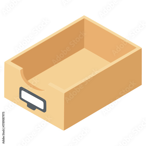 empty box carton paper tray icon flat color vector illustration template design
