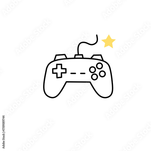Outline Gamepad Illustration, Console Controller Vector Icon, video game controller icon