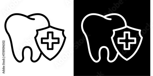 Tooth Care Icon Set White Style Collection
