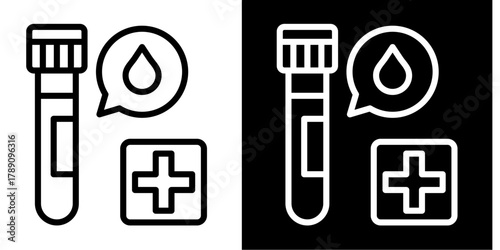Blood Test Icon Set White Style Collection