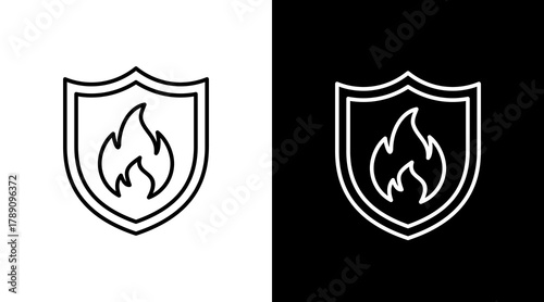 Fire Safety  White Icon Set Design