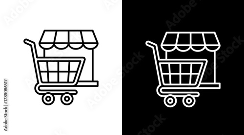 Supermarket  White Icon Set Design