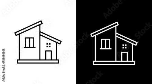 Modern House  White Icon Set Design