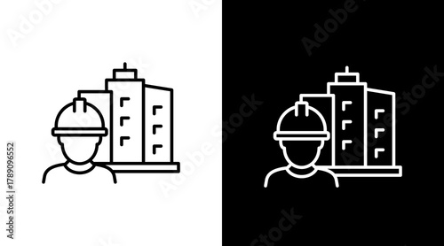 Civil Construction  White Icon Set Design