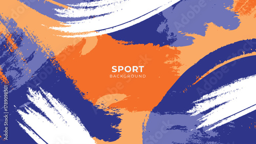 Dynamic Sport Background Template with Abstract Brush and Colorful Overlap Design