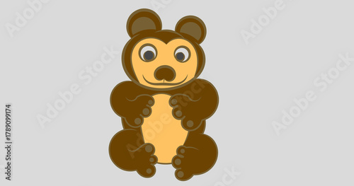 Cute baby bear cartoon with rounded shapes and a friendly expression, perfect for children’s themes and mascots.
