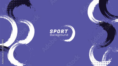 Dynamic Sport Background Template with Abstract Brush and Colorful Overlap Design