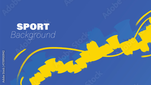Dynamic Sport Background Template with Abstract Brush and Colorful Overlap Design