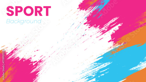 Dynamic Sport Background Template with Abstract Brush and Colorful Overlap Design