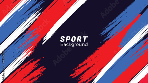 Dynamic Sport Background Template with Abstract Brush and Colorful Overlap Design
