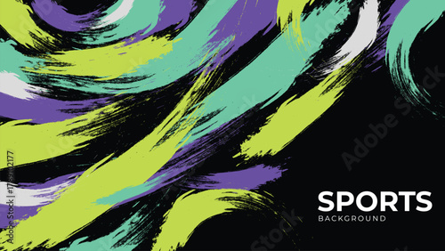 Dynamic Sport Background Template with Abstract Brush and Colorful Overlap Design