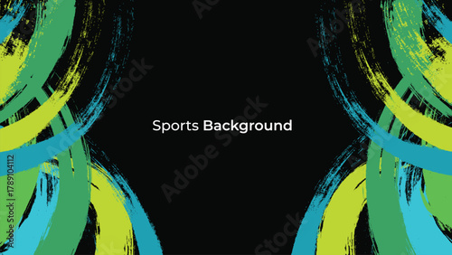 Dynamic Sport Background Template with Abstract Brush and Colorful Overlap Design