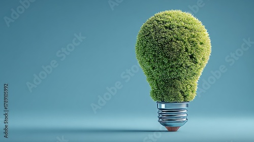 Green Energy Concept Lightbulb with Grass