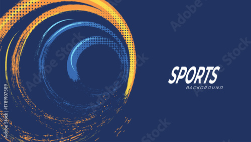 Dynamic Sport Background Template with Abstract Brush and Colorful Overlap Design