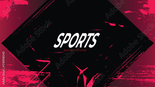 Dynamic Sport Background Template with Abstract Brush and Colorful Overlap Design