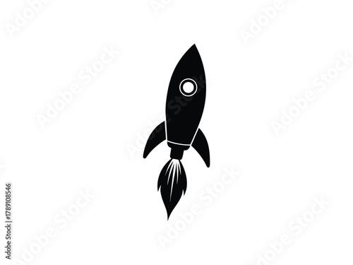 Black Rocket Ship with Fiery Exhaust spaceship space