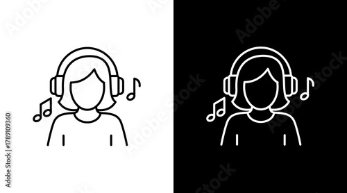 Listing To Music  White Icon Set Design