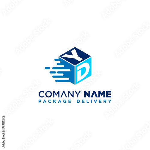 Creative YD letter speed box logo design vector template