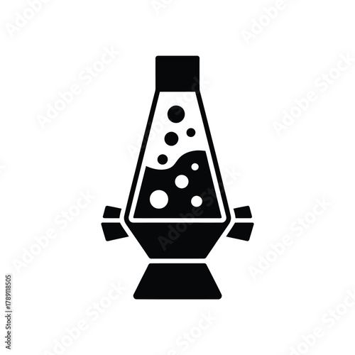 Retro lava lamp icon with bubbles and light