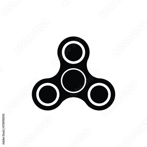 Black fidget spinner toy silhouette on white background