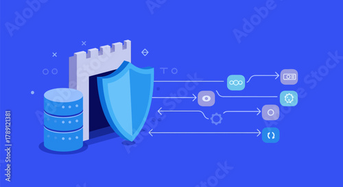 Cybersecurity concept - Data protection and network security illustration.