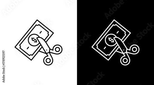 Budget Cut  White Icon Set Design