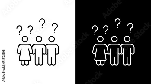 Confused Public  White Icon Set Design