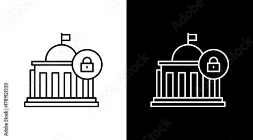 Government Lockdown  White Icon Set Design
