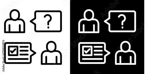 Interview  Icon Set White Style Collection