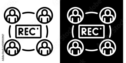 Recording  Icon Set White Style Collection