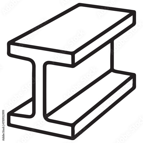 Black and white line drawing of a structural steel i beam or h beam