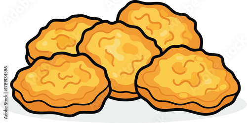 Golden Brown Chicken Nuggets Pile On White Background Clean Food Art