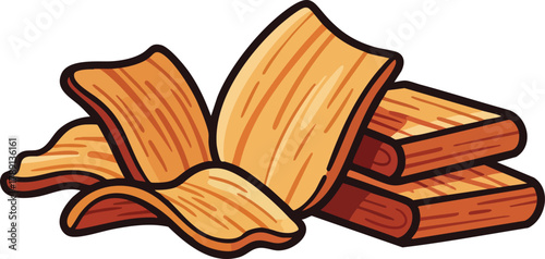 Stack of Thin Wood Slices with Natural Grain Texture and Warm Amber Hues