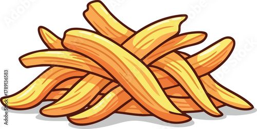 Pile Of Golden French Fries Against A White Background Pixel Art