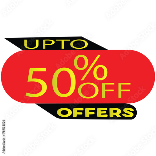 Eye catching promotional banner design featuring a significant discount offer up to fifty percent off for sales and marketing events