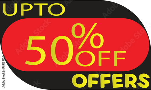 Eye catching up to fifty percent off sale and offers banner design with vibrant colors and clear typography for promotions