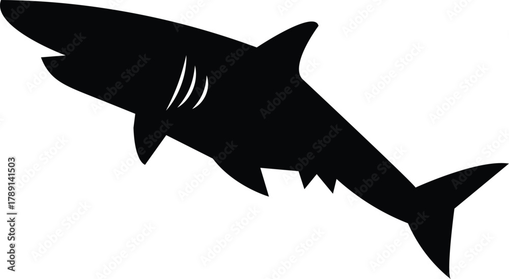 Fototapeta premium Silhouette of a shark, symbolizing power, danger, and the ocean's wild beauty