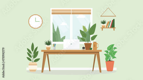 ECO home office vector illustration art