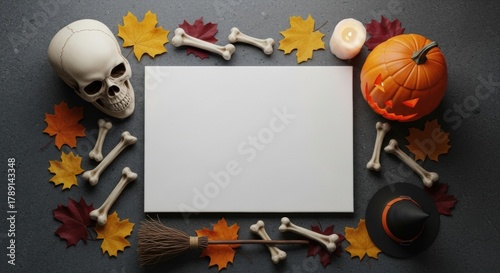 Fototapeta Naklejka Na Ścianę i Meble -  Halloween Border with Copy Space, Frame, Background, Text space