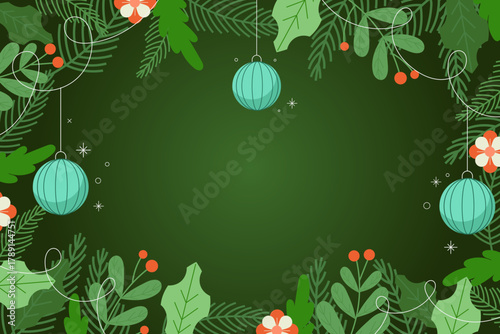 christmas background with holly berries